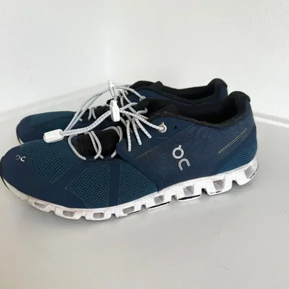 ON Cloud Running Shoes Navy White Men's Size 10 Lightweight Athletic Sneakers - Picture 5 of 9